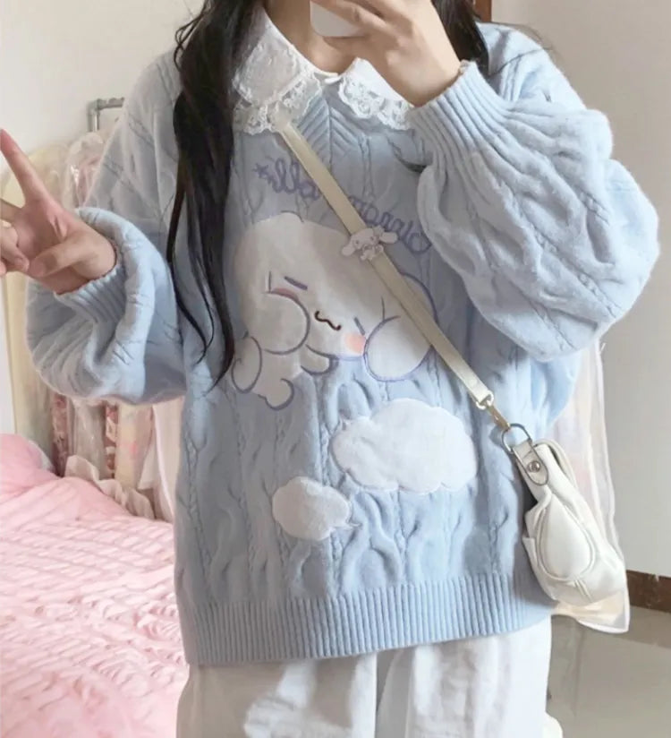 Cinnamoroll Blue V-neck Sweater