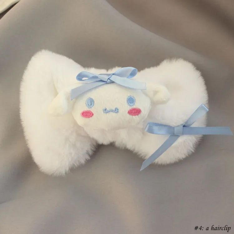 Cinnamoroll Inspired Bowknot Fluffy Hair Rings/Hairclip/Brooch