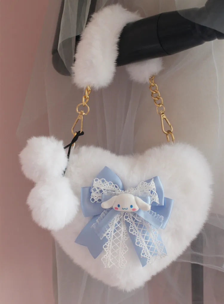 Cinnamoroll Inspired Heart Shape Bowknot Plush Bag