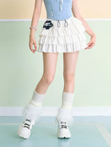 Cinnamoroll Applique White Tiered Ruffles Mini Skirt with Undies