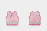 My Melody Star Applique Striped Pattern Pink Tank Top