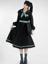 Ginkgo Leaves Embroidery Black Dress Sailor Collar Hatsune Miku Collab