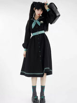 Ginkgo Leaves Embroidery Black Dress Sailor Collar Hatsune Miku Collab