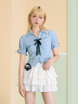 Cinnamoroll Applique White Tiered Ruffles Mini Skirt with Undies