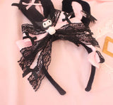 Kuromi Inspired Lace Bowknot Bunny Ears