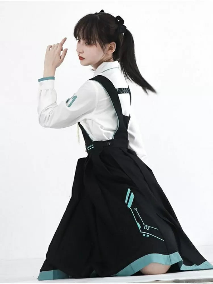 Hatsune Miku Collab Pleated Skirt Black Overalls