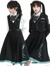 Hatsune Miku Collab Pleated Skirt Black Overalls