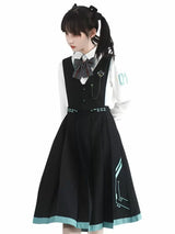 Hatsune Miku Collab Pleated Skirt Black Overalls